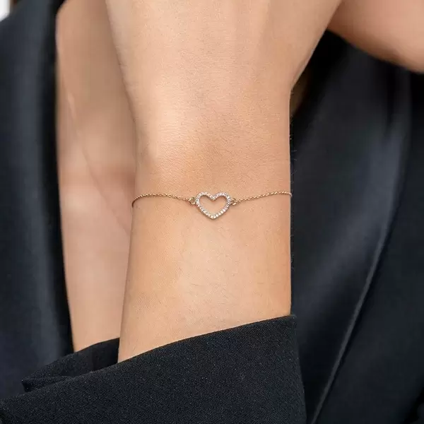 Leaf Jewelry Armkette Heart mit Diamanten, 18 K Roségold Große Rabatte