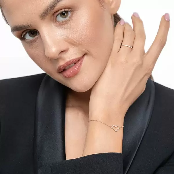 Leaf Jewelry Armkette Heart mit Diamanten, 18 K Roségold Große Rabatte