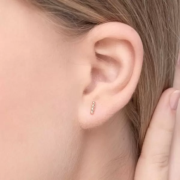 Leaf Jewelry Ohrstecker 4 Kugel, 14K Rosegold Neuheiten