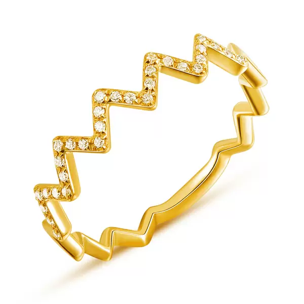 Leaf Jewelry Ring Flash mit Diamanten, 18 K Gelbgold Kauf eins, bekomm eins gratis