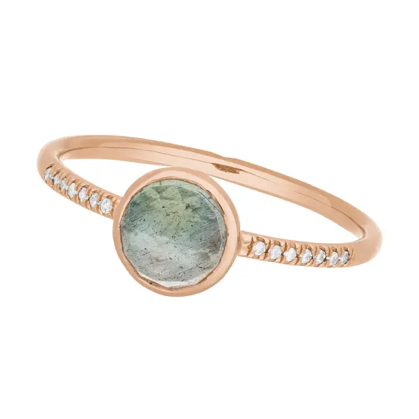 Leaf Jewelry Ring Labradorit mit Diamanten, 14K Rosegold Tägliche Deals