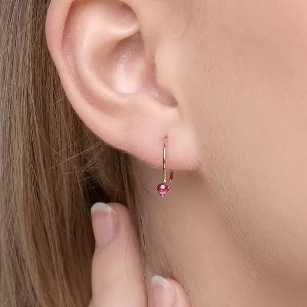 Leaf Jewelry Ohrringe Cabochon, Rubin, 14 K Roségold Riesige Ersparnisse