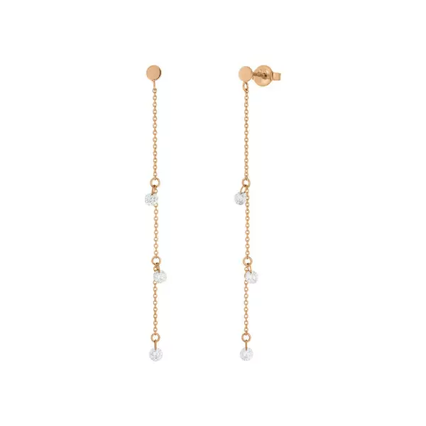 Leaf Jewelry Ohrringe Pure Chain mit Diamanten, 18 K Rosegold Kostenlose Rückgabe