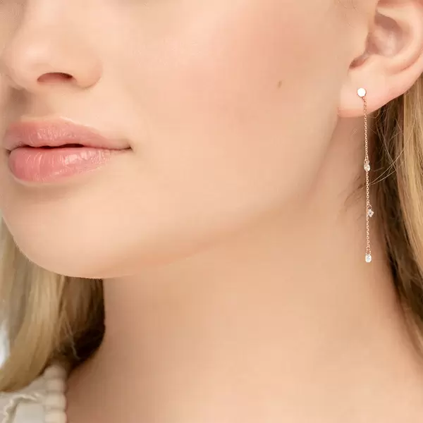 Leaf Jewelry Ohrringe Pure Chain mit Diamanten, 18 K Rosegold Kostenlose Rückgabe