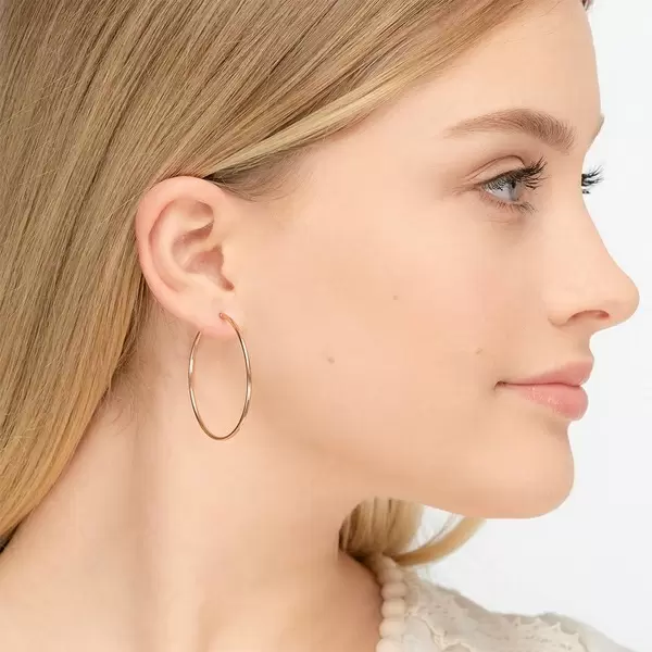 Leaf Jewelry Creole Rund L, 40mm, 14 K Rosegold Neueste Stile