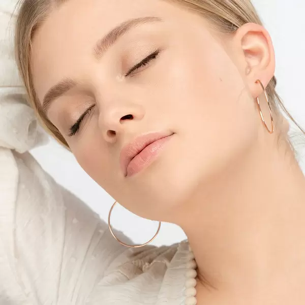 Leaf Jewelry Creole Rund L, 40mm, 14 K Rosegold Neueste Stile