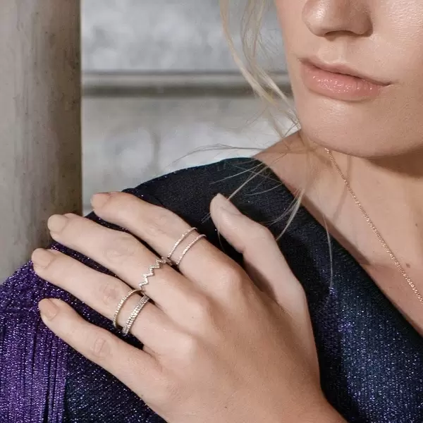 Leaf Jewelry Ring Double mit Diamanten, 18 K Gelbgold Bis zu 50% Rabatt
