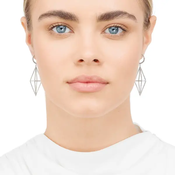 Leaf Jewelry Ohrringe Trapez mit Diamanten, 18 K Weißgold Bis zu 60% Rabatt
