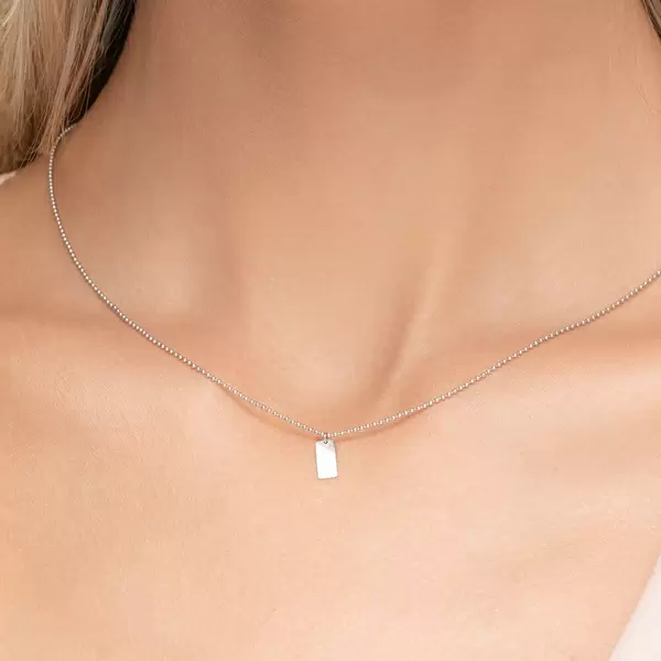 Leaf Jewelry Halskette Tiny Dog Tag, 14 K Weißgold Nur für heute