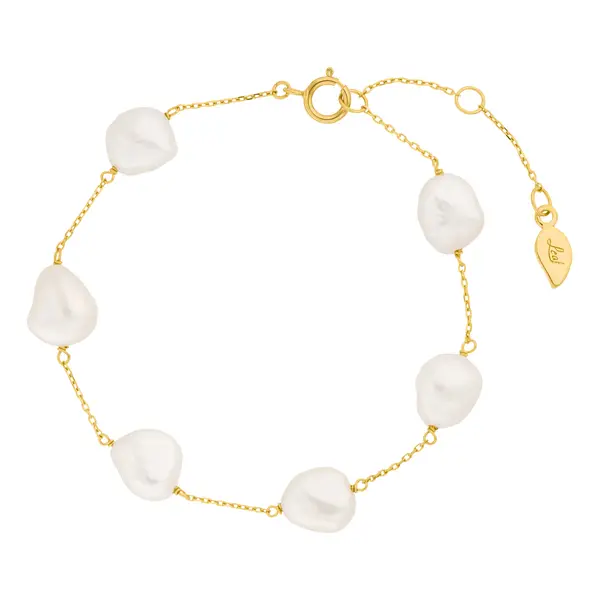 Leaf Jewelry Armkette Barock Pearls, 14K Gelbgold Vierteljährliche Förderung