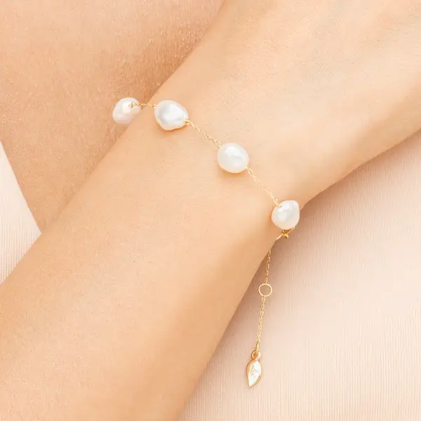 Leaf Jewelry Armkette Barock Pearls, 14K Gelbgold Vierteljährliche Förderung