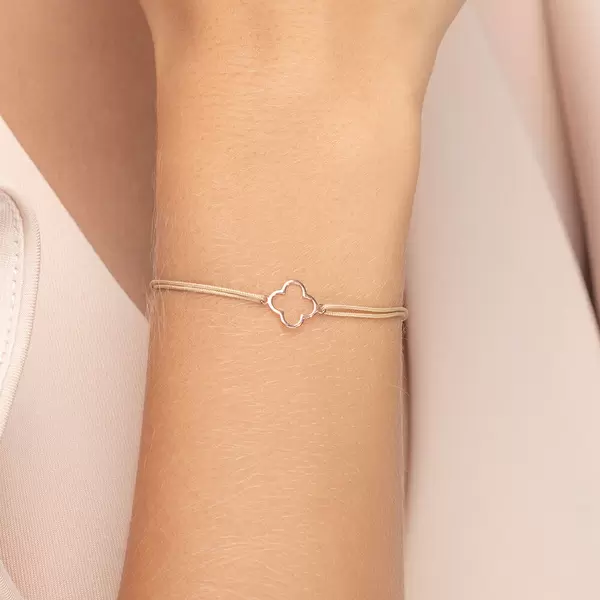 Leaf Jewelry Glücksbändchen GENTLE CLOVER, 14 K Rosegold, Beige Bis zu 55% Rabatt