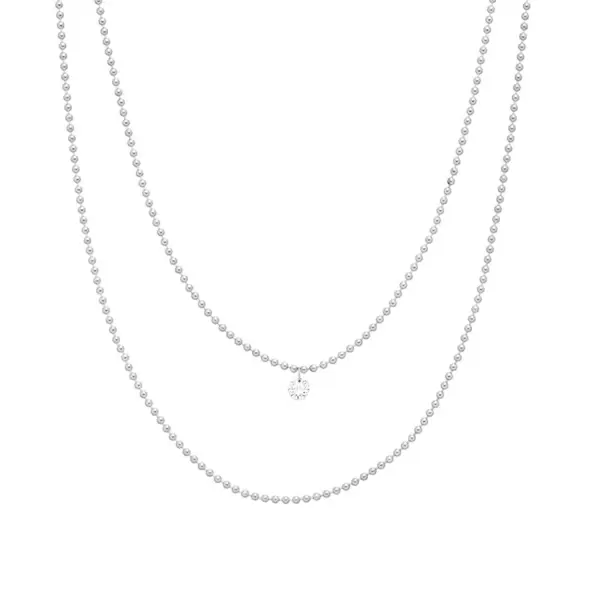 Leaf Jewelry Halskette Pure Double, Diamant, 14 K Weißgold Discount Store für neue Produkte