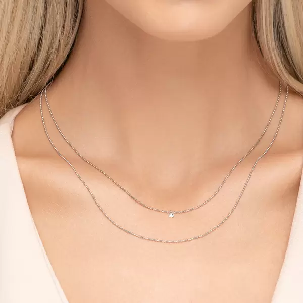 Leaf Jewelry Halskette Pure Double, Diamant, 14 K Weißgold Discount Store für neue Produkte