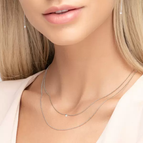 Leaf Jewelry Halskette Pure Double, Diamant, 14 K Weißgold Discount Store für neue Produkte