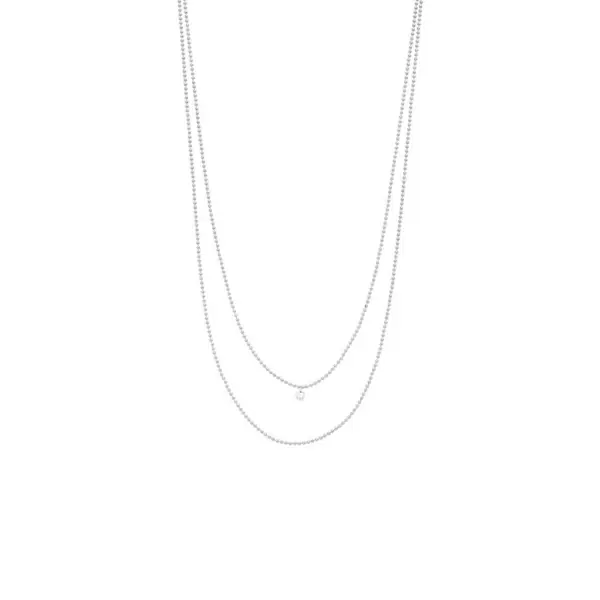 Leaf Jewelry Halskette Pure Double, Diamant, 14 K Weißgold Discount Store für neue Produkte