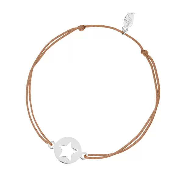 Leaf Jewelry Glücksbändchen Star, 14 K Weißgold, Beige Super Rabatt