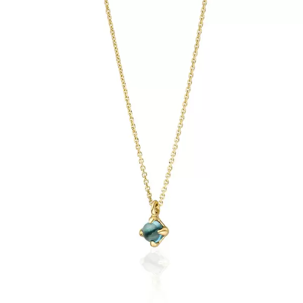 Leaf Jewelry Halskette Cabochon, Blauer Topas, 14 K Gelbgold Clearance-Verkauf