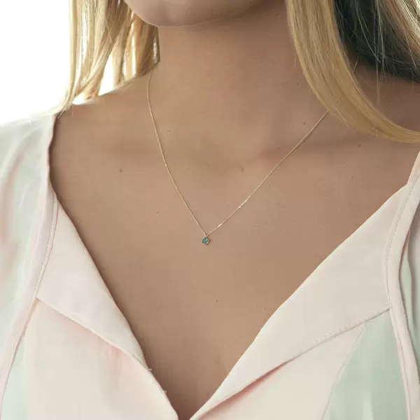 Leaf Jewelry Halskette Cabochon, Blauer Topas, 14 K Gelbgold Clearance-Verkauf