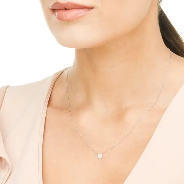 Leaf Jewelry Halskette Pavé mit Diamanten, 18 K Weissgold Kostenloser Versand international