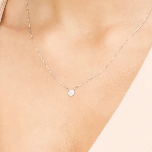 Leaf Jewelry Halskette Pavé mit Diamanten, 18 K Weissgold Kostenloser Versand international