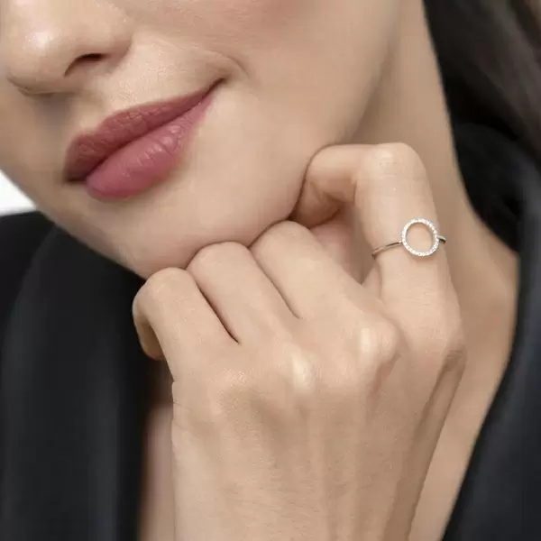 Leaf Jewelry Ring Circle mit Diamanten, 18 K Weißgold Begrenzt auf 3 Tage