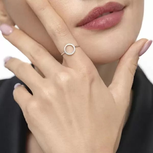 Leaf Jewelry Ring Circle mit Diamanten, 18 K Weißgold Begrenzt auf 3 Tage