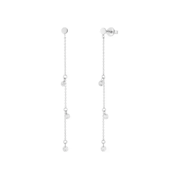 Leaf Jewelry Ohrringe Pure Chain mit Diamanten, 18 K Weissgold Im Verkauf