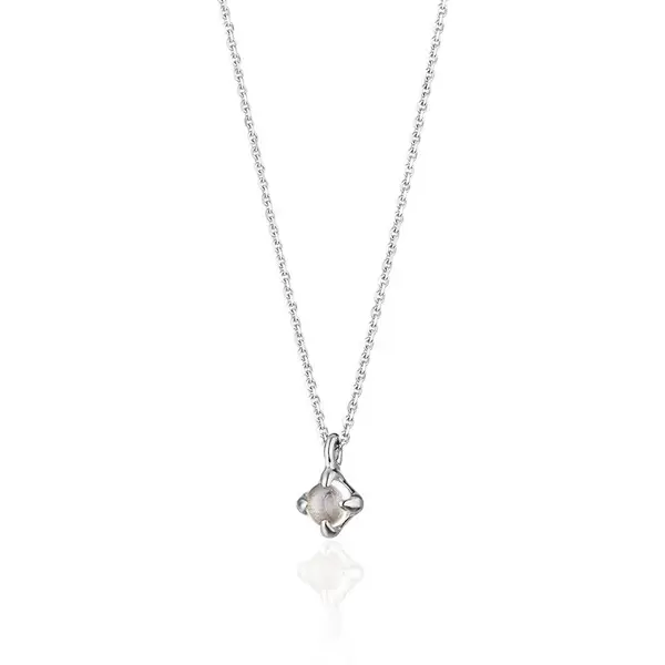 Leaf Jewelry Halskette Cabochon, Mondstein, 14 Weißgold zollfrei