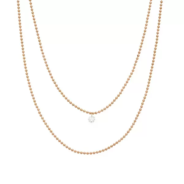 Leaf Jewelry Halskette Pure Double, Diamant, 14 K Rosegold Rabatte dieses Monats