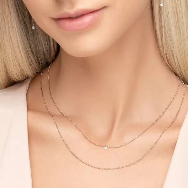 Leaf Jewelry Halskette Pure Double, Diamant, 14 K Rosegold Rabatte dieses Monats