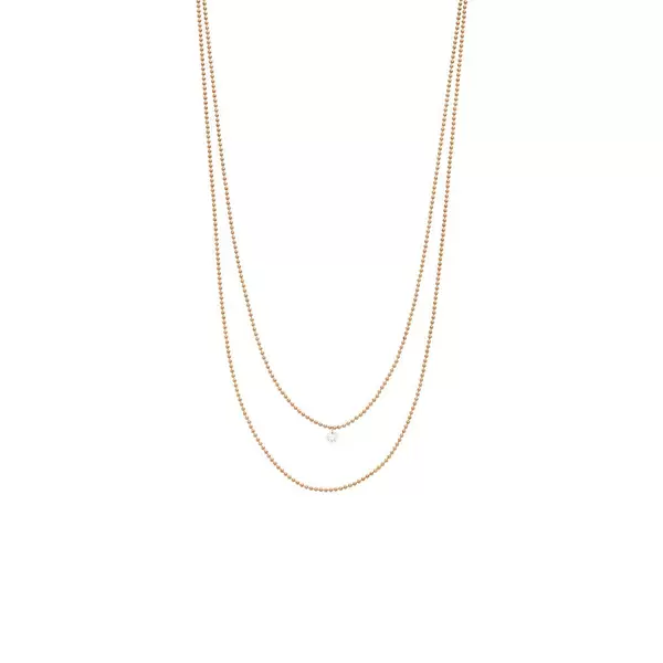 Leaf Jewelry Halskette Pure Double, Diamant, 14 K Rosegold Rabatte dieses Monats
