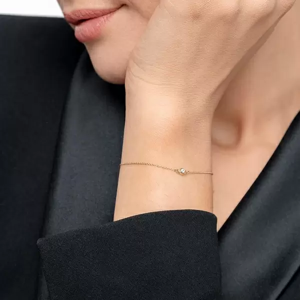 Leaf Jewelry Armkette "my first diamond", 14 K Gelbgold Outlet