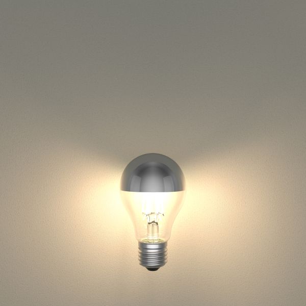 E27 LED Leuchtmittel, A60, warmweiß (2700 K), 4,1 W, 461lm, Kopfspiegel (silber) Riesige Ersparnisse