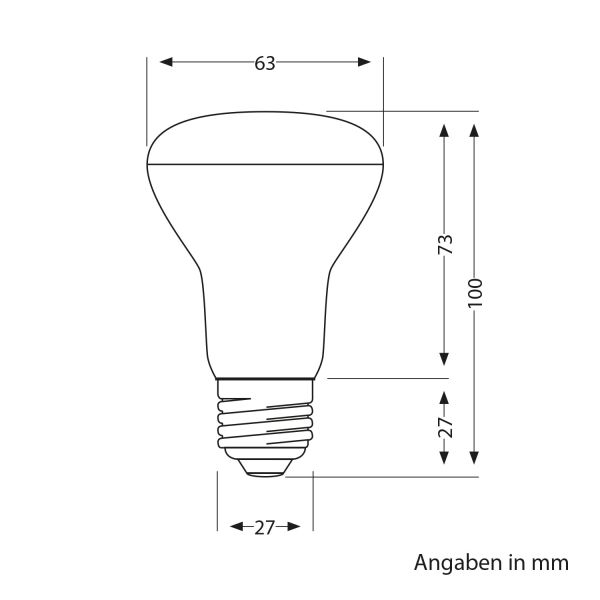 E27 LED Leuchtmittel, R63, warmweiß (2700 K), 8 W, 750lm, matt Speichern exportieren