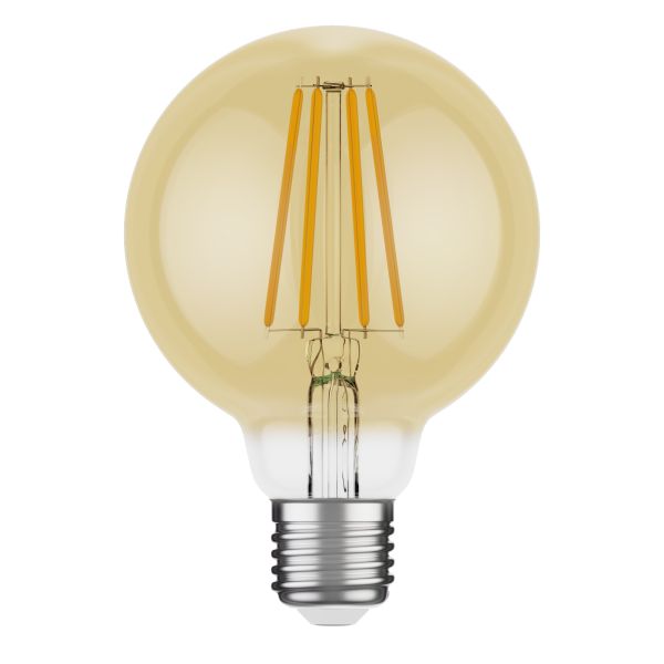 E27 LED Leuchtmittel, G95, extra warmweiß (2500 K), 7,3 W, 818lm, 3-Stufen-Dimmer, goldfarben Im Verkauf