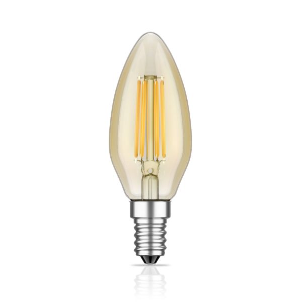 E14 LED Leuchtmittel, Kerze, extra warmweiß (2500 K), 4,1 W, 458lm, goldfarben Auslauf