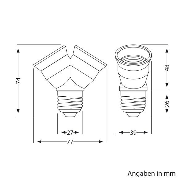 E27 Sockel, 2-fach Splitter-Adapter, weiß Günstig kaufen