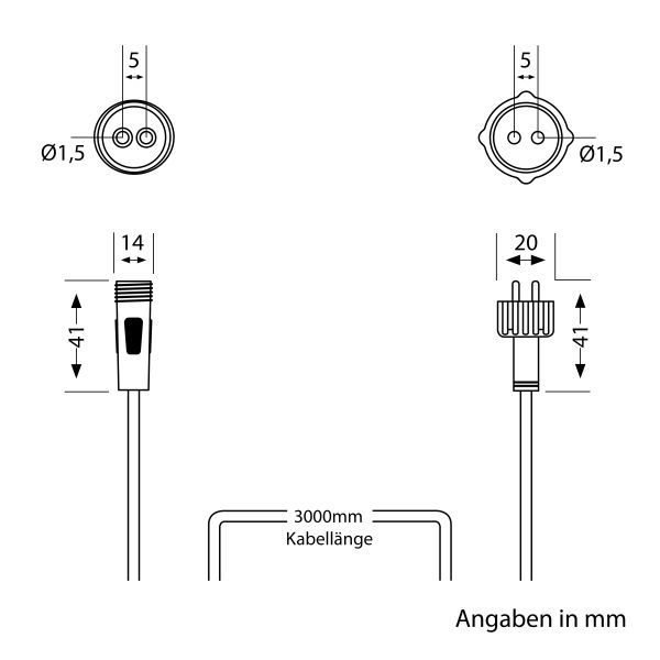 Verlängerungskabel für Stecksystem NEMO (IP44), 3m, schwarz Online Outlet