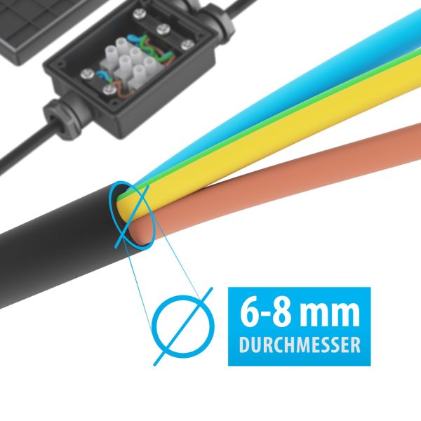 2-fach Kabelverbinder für außen, IP68, Muffe für 6 - 8mm Kabel-Durchmesser Exklusive Angebote