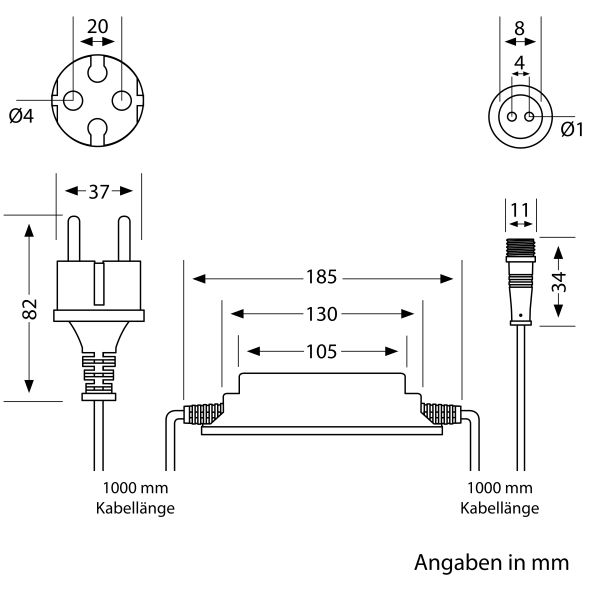 30W LED Netzteil für Stecksystem DOP, Stecker, 12V DC, schwarz, IP65 Räumungsverkauf