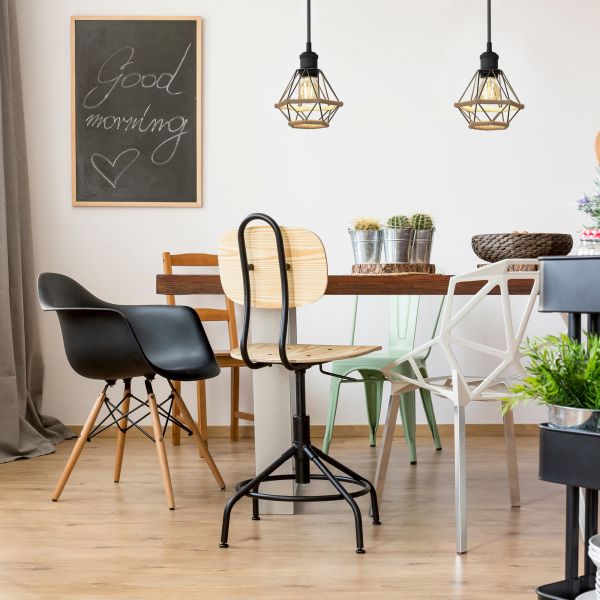 Käfig Lampenschirm mit Hanfseil, Diamant, schwarz, 155mm Ø Bis zu 65% Rabatt