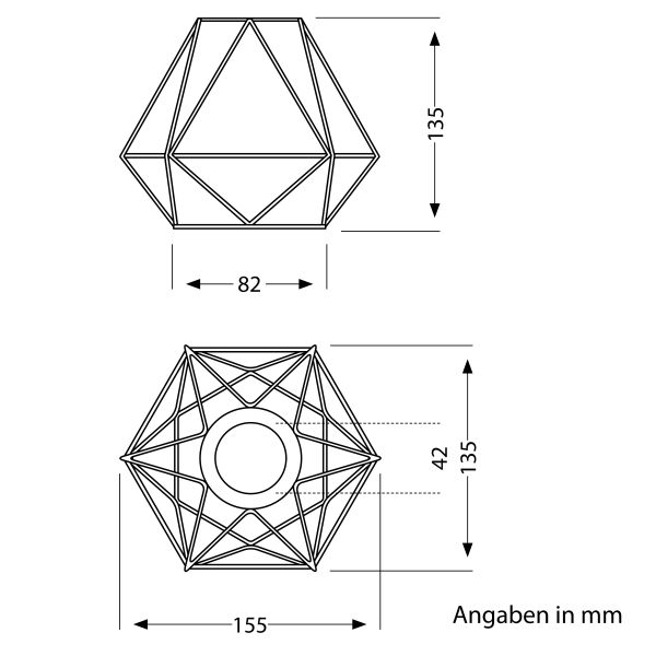Käfig Lampenschirm mit Hanfseil, Diamant, schwarz, 155mm Ø Bis zu 65% Rabatt
