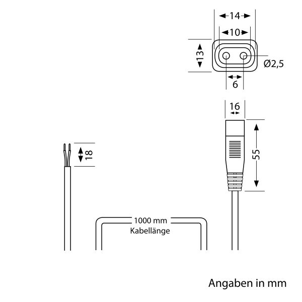 Anschlusskabel von 2-adrig auf Stecksystem SPIDER, 1m, weiß 2 x 0,75 mm² Nur noch ein Tag übrig