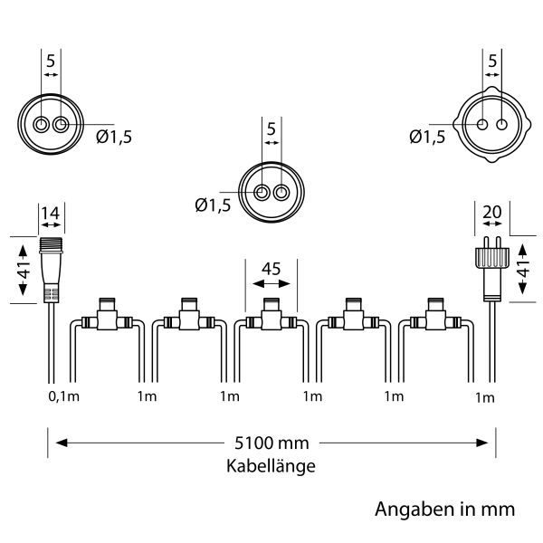 6-fach Verteiler für Stecksystem NEMO (IP44), 5,1m, schwarz Super Rabatt