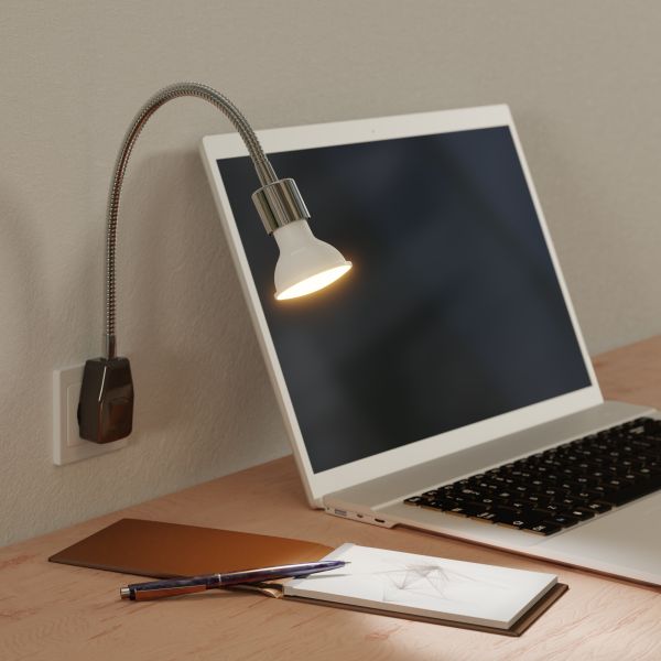 Steckdosenlampe LESCH Leselampe Schwanenhals, Schalter (Farbe, Leuchtmittel wählbar) im Angebot