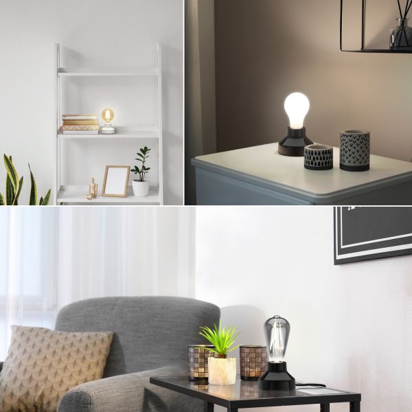 E27 Porzellan Tischlampe TIX rund mit Stecker und Schalter (Farbe, Leuchtmittel wählbar) Fabrikverkauf