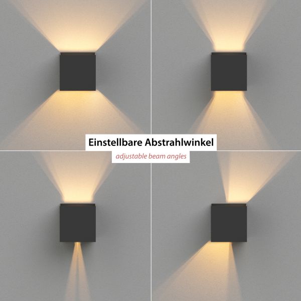 Wandleuchte CUBEL, Dämmerungssensor, Bewegungsmelder für außen, IP65, Up & Downlight (Farbe, Leuchtmittel wählbar) Meist gekauft
