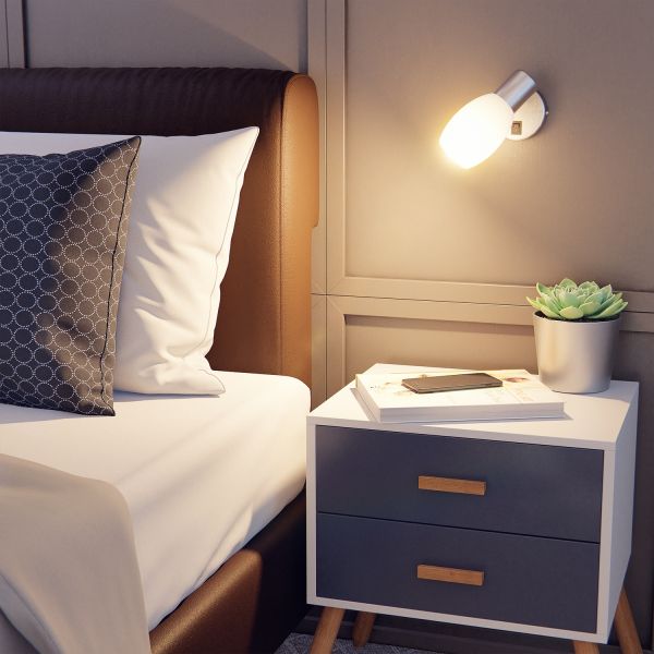 Wand-Leuchte LUPI mit Schalter, einflammig inkl. LED E14 Lampe, chrom matt (Leuchtmittel wählbar) Limitierter Zeitrabatt