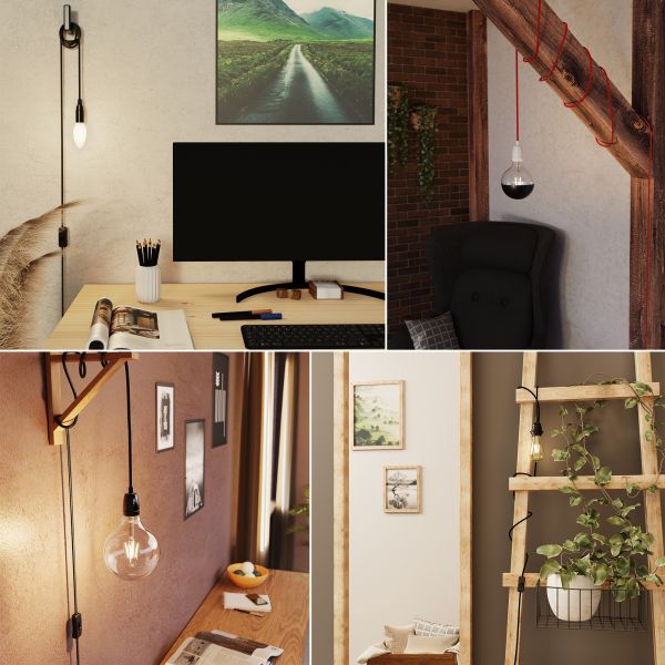 3m Textilkabel LEHA Stecker, Schalter, Smart Home (Farbe, Leuchtmittel wählbar) Sonderangebot